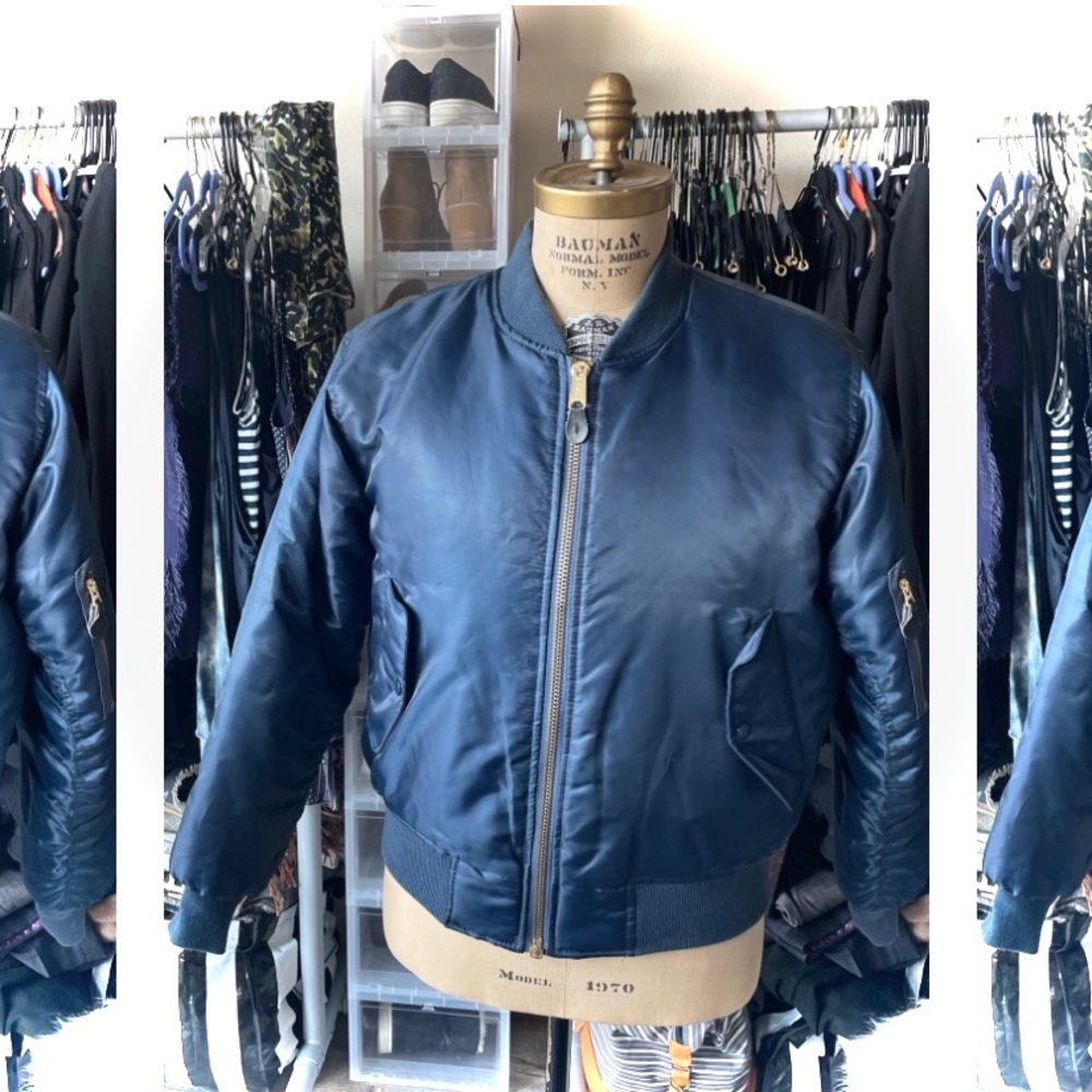 ROTHCO | S | MA-1 FLIGHT Men’s Navy Blue Technical Zip Cargo Bomber Jacket - Picture 14 of 16